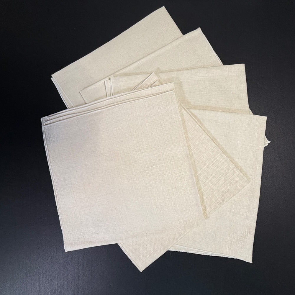 Leacock Tea Setting NT-21 Vintage Cream Linen Tablecloth and Napkins Set - Picture 4 of 9